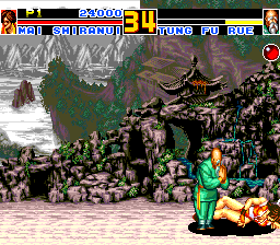 Fatal Fury Special (TurboGrafx CD) screenshot: The master actually apologizes to the opponent after defeating her :)