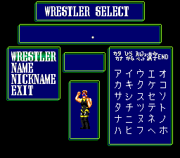 Super Fire Pro Wrestling Queen's Special (TurboGrafx CD) screenshot: Creating and modifying the wrestlers