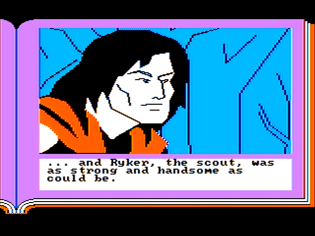 ZorkQuest: Assault on Egreth Castle (PC Booter) screenshot: Switched to another character's viewpoint (CGA, composite)