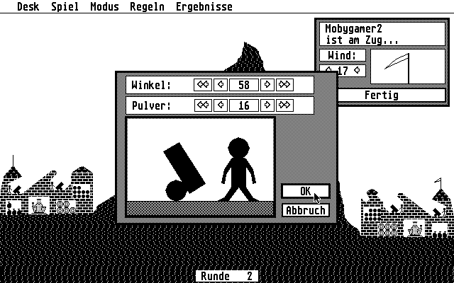 Ballerburg (Atari ST) screenshot: Then it is the other player's turn