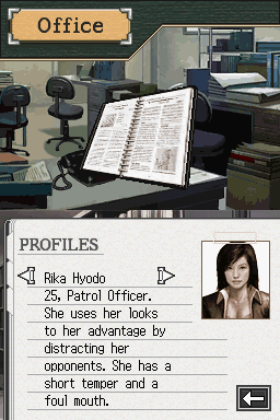 Tokyo Beat Down (Nintendo DS) screenshot: Profiles. She has a short temper and a foul mouth.
