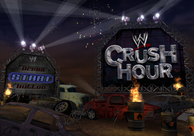 WWE Crush Hour (PlayStation 2) screenshot: Title screen.