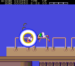 Strider (TurboGrafx CD) screenshot: ...and one who performs acrobatic tricks
