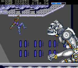 Strider (TurboGrafx CD) screenshot: You think YOU are a monkey?..