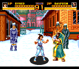 World Heroes 2 (TurboGrafx CD) screenshot: Stereotypical snowy Russian scenario. hey, there is summer in this country, too!..