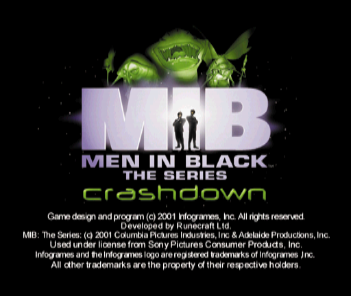 Men in Black: The Series - Crashdown (PlayStation) screenshot: Title screen.