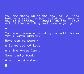 Adventure 1 (MSX) screenshot: I entered the building (headed east)