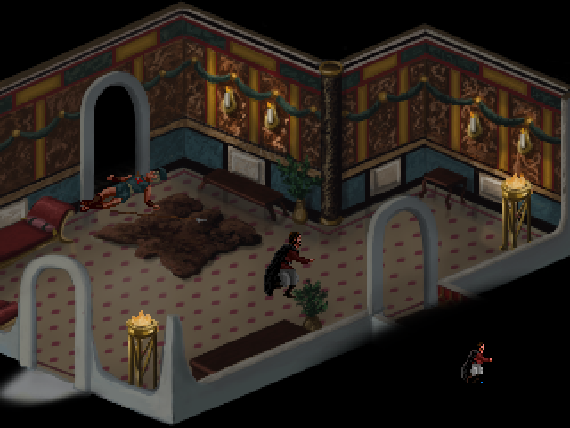 Quest for Infamy (Windows) screenshot: A mission that doesn't feel so bad and cruel because Roehm is asked to kill an evil person - a slave trader...