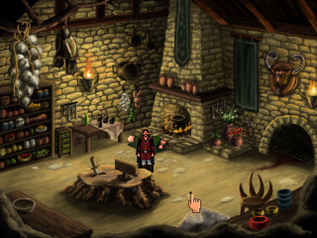 Quest for Infamy (Windows) screenshot: A kitchen inside the Morroi cult's fortress