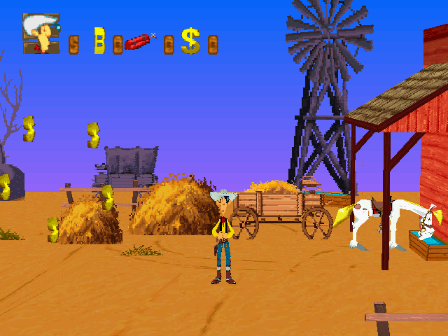 Lucky Luke (Windows) screenshot: This is where Luke starts the game.