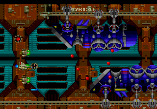 Zero Wing (TurboGrafx CD) screenshot: Fighting two semi-bosses at once!..