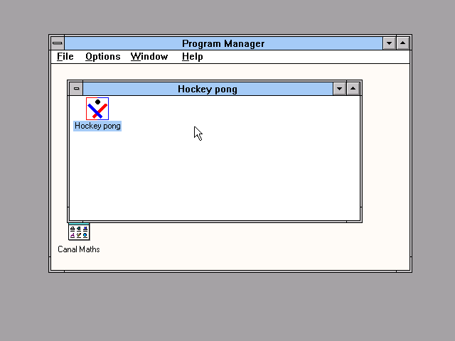 Hockey Pong (Windows 3.x) screenshot: Install done, game window created