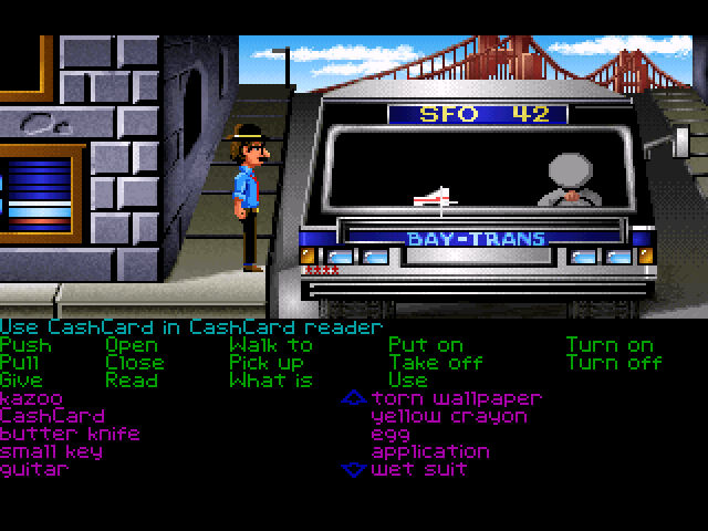 Zak McKracken and the Alien Mindbenders (Windows) screenshot: Disguised as one of the aliens (GOG release, FM Towns version)