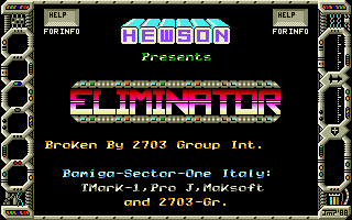 Eliminator (Amiga) screenshot: Title screen.