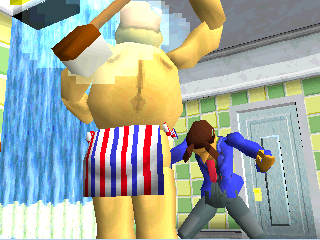 Welcome House 2: Keaton & His Uncle (PlayStation) screenshot: You sick little pervert!