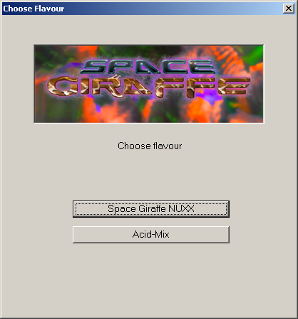 Space Giraffe (Windows) screenshot: Choose the graphics mix before starting the game.