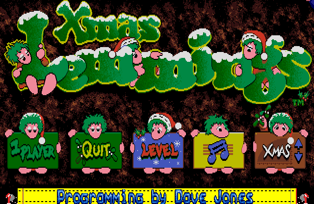 Xmas Lemmings (Amiga) screenshot: Main screen