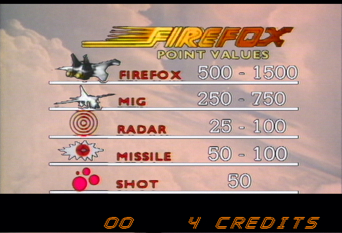 Firefox (Arcade) screenshot: Point values