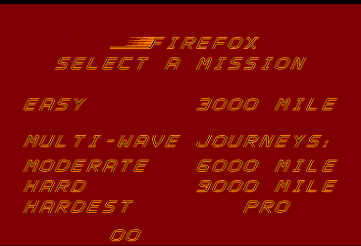 Firefox (Arcade) screenshot: Select mission