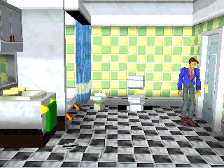 Welcome House 2: Keaton & His Uncle (PlayStation) screenshot: And now he locked me in the bathroom!
