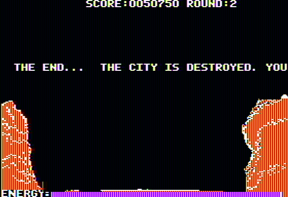 Argos (Apple II) screenshot: Game over