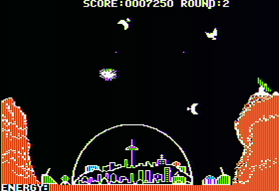 Argos (Apple II) screenshot: Enemies getting shot at