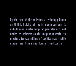 The Lawnmower Man (SNES) screenshot: Part of the intro sequence.