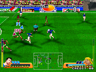 ES: Evolution Soccer (Arcade) screenshot: Passing the ball.