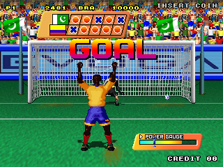 ES: Evolution Soccer (Arcade) screenshot: Goal! Shoot-out ends in a 4-3 win.