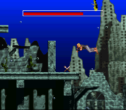 Waterworld (SNES) screenshot: Another underwater section.