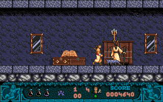 Death Trap (Amiga) screenshot: A wide variety of monsters inhabit the game.