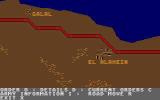 Afrika Korps (Atari ST) screenshot: Examining the tactical map around El Alamein
