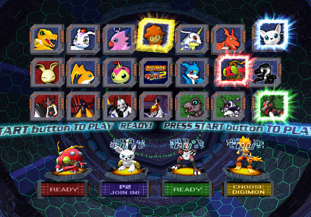 Digimon Rumble Arena 2 (PlayStation 2) screenshot: Character selection.