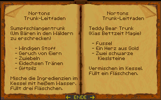 Fables & Fiends: Hand of Fate (DOS) screenshot: Zanthia's spellbook (German version)