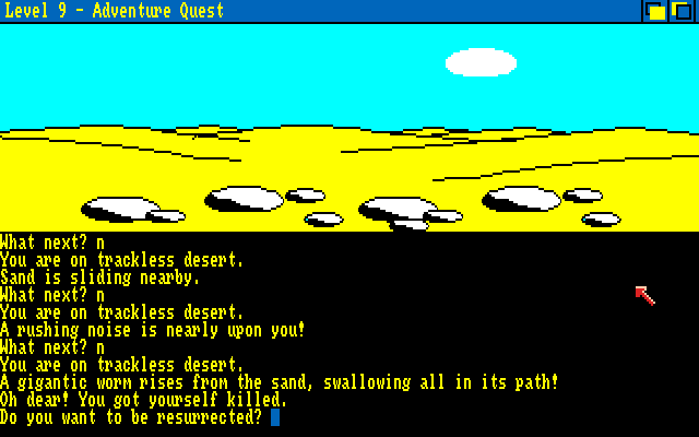 Jewels of Darkness (Amiga) screenshot: An unfortunate ending.