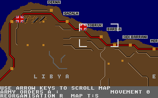 Afrika Korps (Atari ST) screenshot: Scrolling the strategical map