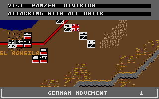 Afrika Korps (Atari ST) screenshot: German units are attacking