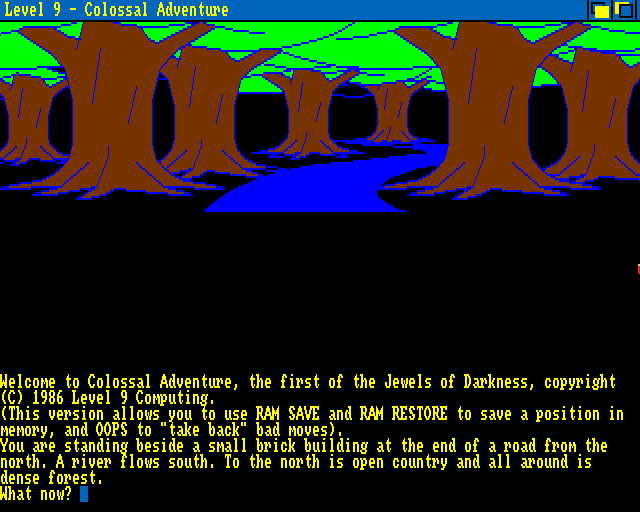 Jewels of Darkness (Amiga) screenshot: Starting Colossal Adventure.