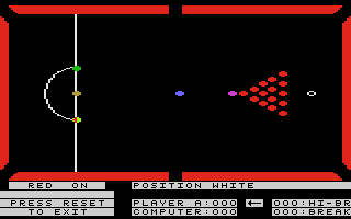 On Cue (Atari 8-bit) screenshot: Snooker - position white