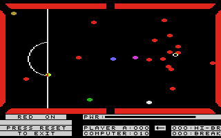 On Cue (Atari 8-bit) screenshot: Snooker - power selection