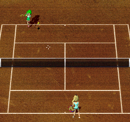 Smash Court (PlayStation) screenshot: It's often easier to catch the served ball than making a good serve yourself