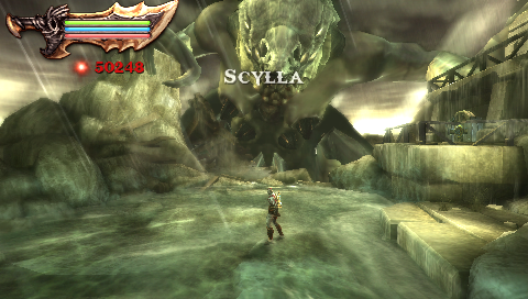 God of War: Ghost of Sparta (PSP) screenshot: Facing Scylla, the first boss.