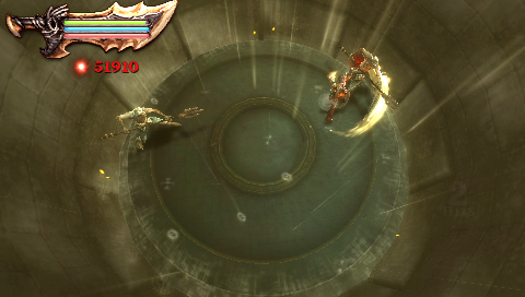 God of War: Ghost of Sparta (PSP) screenshot: Classical elevator action.