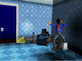 Welcome House 2: Keaton & His Uncle (PlayStation) screenshot: Even phones can explode in this game.