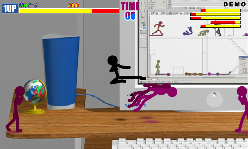 Xiao Xiao 9 (Browser) screenshot: A flying kick will teach them manners