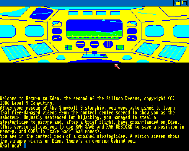 Silicon Dreams (Amiga) screenshot: Starting a game of Return to Eden.