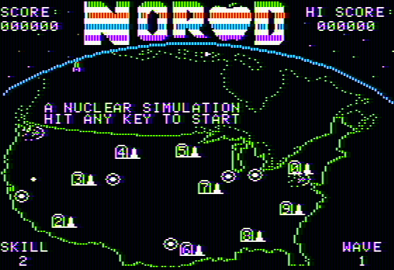 Norad (Apple II) screenshot: Start screen