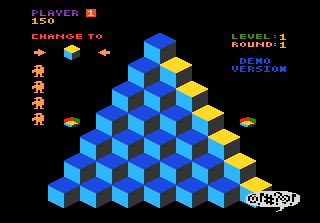 b*nQ (Atari 7800) screenshot: I fell off the board. My, such language.