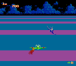 Sky Destroyer (Arcade) screenshot: I got hit