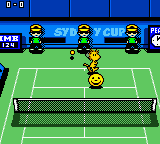 Snoopy Tennis (Game Boy Color) screenshot: Power mode. Sydney Cup (Hard court).